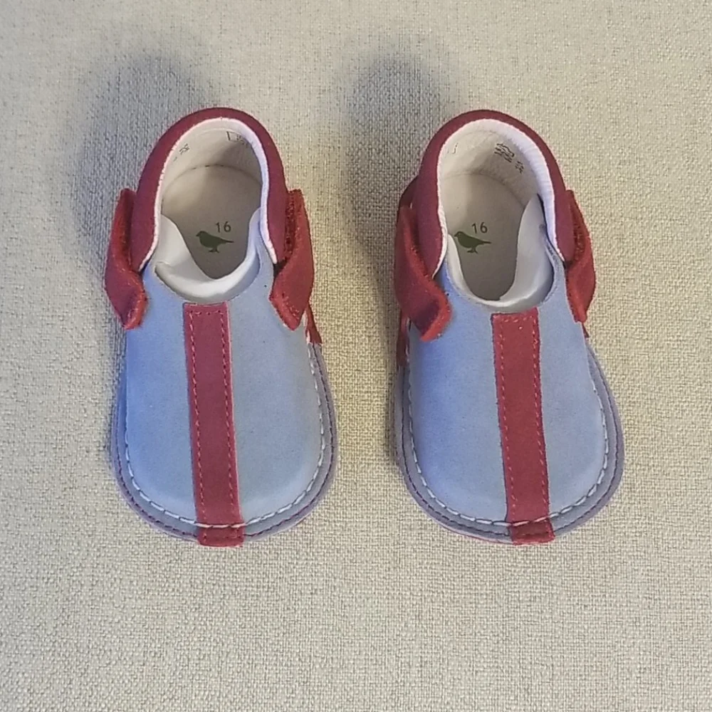 Pipit Striped Toddler Shoes in Sky/Red
